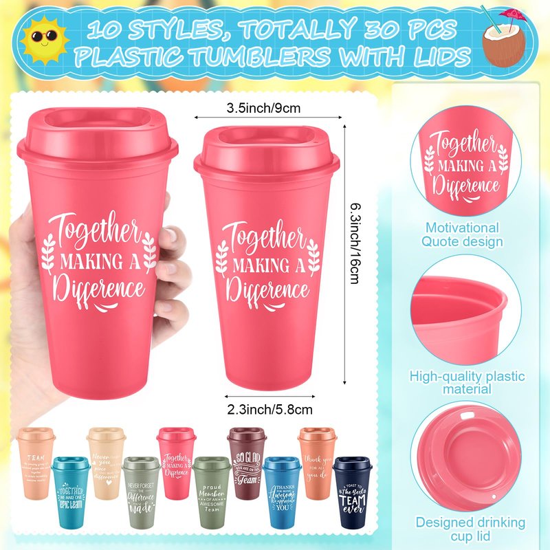 Teenyyou 90 Pcs Employee Appreciation Gift Set, 16oz Tumbler with Lid Notebook Pen Bulk Thank You Gift Holiday Party Favor for Teachers Office Coworker Teacher Staff Team (Bright Color,Elegant Style)
