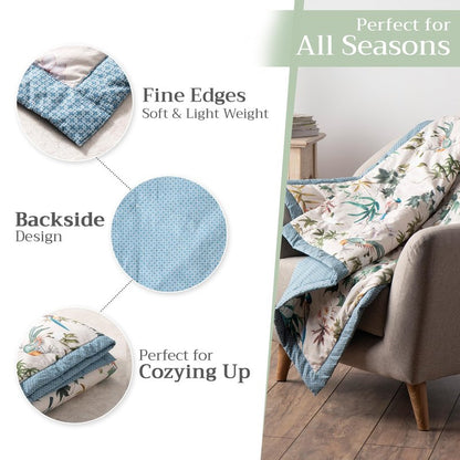 Maison d' Hermine Throw Blanket for Couch Lightweight Soft Warm Breathable Cotton Throw Blankets for Bed Girls Boys Women Men Sofa Living Room Gifts for Mothers Day (50'' X 60'', Hokuzai - Grey)