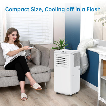 GarveeTech 8000Btus Portable Air Conditioner AC Unit 3 in-1 Air Conditioners w/Dehumidifier & Fan Modes Auto Evaporation for Home up to 350 sq. ft. Complete Window Mount Exhaust Kit, 24H Timer