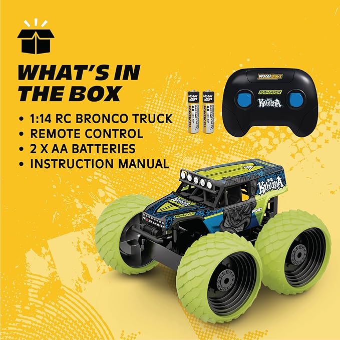 RC 4WD Big Kahuna Remote Control Car Ford Bronco Monster Truck – 1:14 Scale Remote Control Truck Vaughn Gittin Jr. Vertical Drive Stunts 2.4GHz USB Rechargeable Ready to Go Great Gift