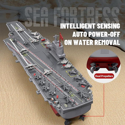 RC Boats 2.4G Remote Control Warship Battleship Aircraft Carrier for Adults and Teens 20KMH High Speed Remote Control Militaryship DIY Battleship for Pool &amp Lake (2 Batteries)
