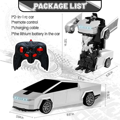 Remote Control Car Cyber-Inspired Transformer Toys Cars 2.4Ghz One-Button Deformation 360° Rotation Drift Rc Car Robot Rc Truck Toys for 4 5 6 7 8+ Years Old Boy Toys