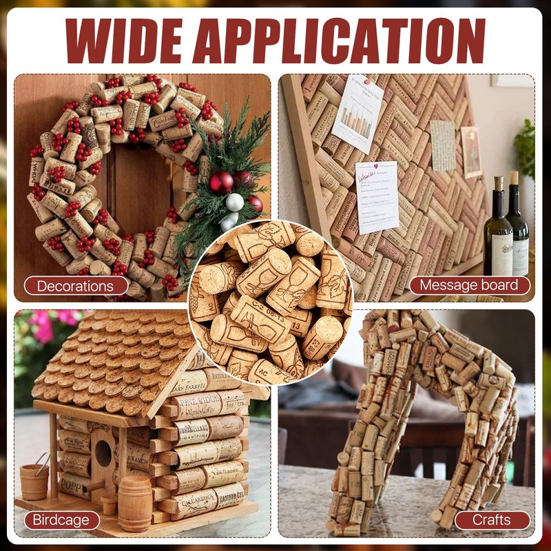 Aemygo 200 Pack Straight Wine Corks, #8 Natural Corks For Crafts, 7/8" x 1 3/4" Soft Wood Cork Stoppers, Wine Bottle Stoppers For Crafting Decor, DIY Arts