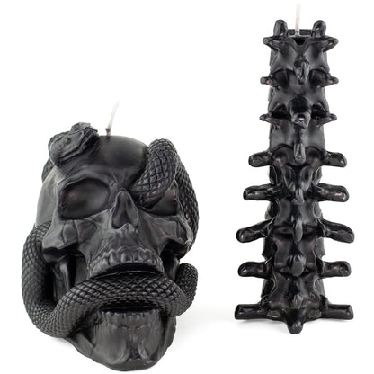 Kobi & Knight Black Skull Candle Set - Goth Candle with Snake and Spine in Coffin Gift Box - Gothic Candles for Spooky Halloween Decorations - Creepy Candles for Goth Decor