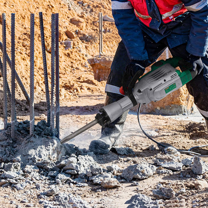 Deshuo 30 lb. Demolition Jack Hammer with 1-3/16" Hex Shank, 1700W 14-Amp Heavy Duty Corded Electric Concrete Demo Chipping Breaker with Carrying Case, Flat & Bull Point Chisel