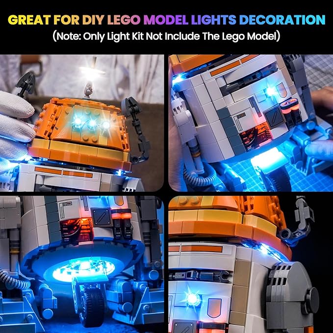 Upgraded Led Light Kit Compatible with Lego Chopper (C1-10P) Astromech Droid Building Set Lights Decoration Compatible with Lego 75416 (Model Not Included)