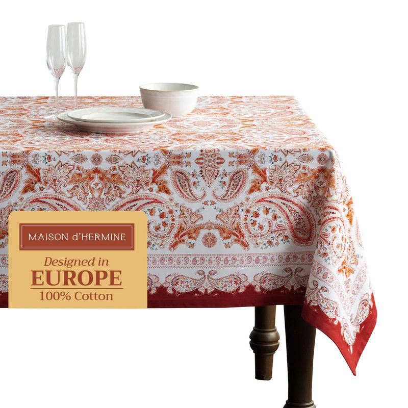 Maison d' Hermine Table Cloth Rectangle Table 100% Cotton 60 x 108 Inches Fall Tablecloth Reusable Everyday Use for Thanksgiving Christmas Decorations Dining Farmhouse Party (Orient)