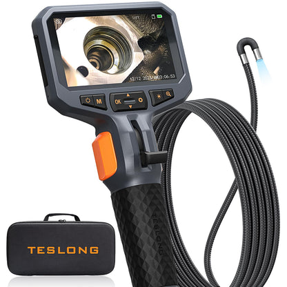 Teslong 10FT Articulating Borescope with Light, 0.25inch Two-Way Mechanic Endoscope Inspection Camera with Articulated Probe, Flexible Fiber Optic Snake Scope Cam for Wall Automotive Engine Inspect