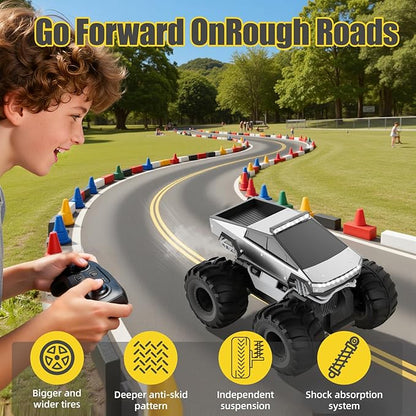 Remote Control Car 1:18 Amphibious RC Cars 4WD All Terrain Off-Road Pickup 2.4GHz Waterproof Cyber Truck 360° Rotatable Monster Truck Toys for Boys Christmas Birthday Gifts Age 6 7 8 9 10-13+