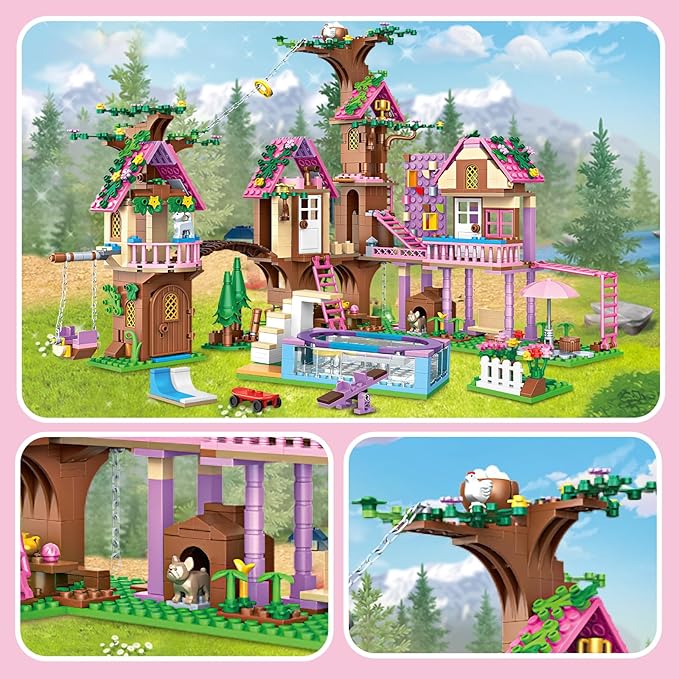 Tree House Building Set Compatible with Lego Friends 1050 PCS Forest House Building Kit Birthday Gift for Kids Girls Age 6-12 Years（7682）
