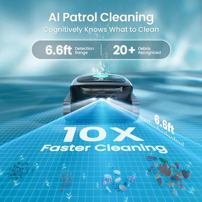 AIPER Scuba V3 AI Vision Cordless Robotic Pool Cleaner, Include Wireless Charging Dock, Smart Waterline Parking & Featherlight Design, Micromesh Multi-Layer Filtration, Grey