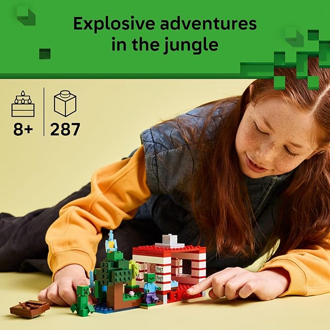 LEGO Minecraft The TNT Jungle House Building Toy - Minecraft Toy for Boys and Girls Ages 8+ - Gift for Birthdays - Video Game Playset for Fans - 21275