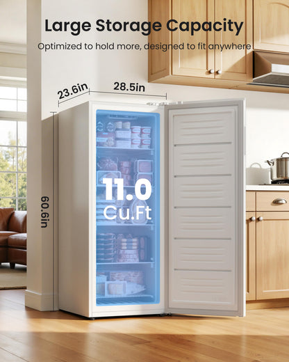ICEVIVAL Upright Freezer, 11.0 Cu. Ft, Commercial Certified, Convertible 4-in-1 Refrigerator/Freezer, Garage Ready Stand Up Freezer, Freestanding Design for Home Kitchen Basement