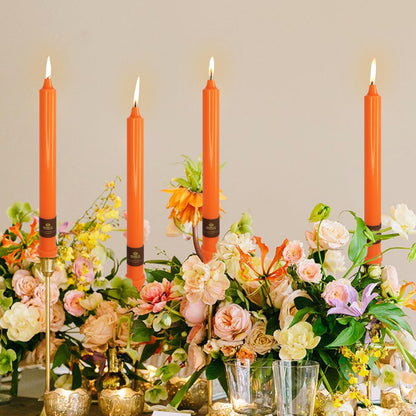 10 inch Unscented Tapered Candle 4 Pack Orange Taper Candlesticks Smokeless Candle for Halloween Thanksgiving Day Dinner Household Décor Candlesticks