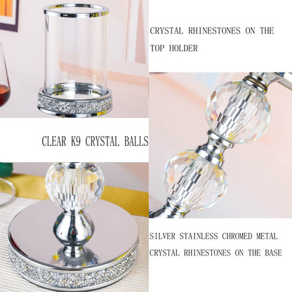 Candle Holders for Pillar Candle, Pillar Crystal Candle Holders, Candlesticks Holder for Wedding, Dining Coffee Table, Centerpieces, Home Decor CH00XM