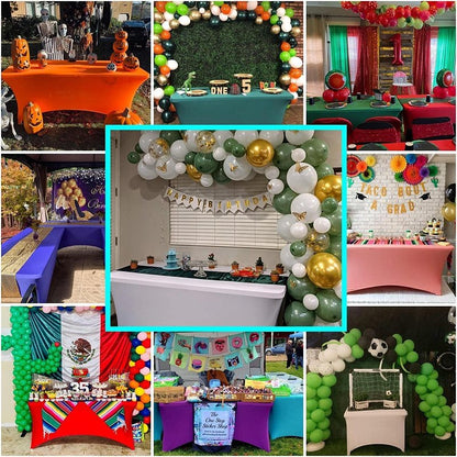 IVAPUPU 2 Pack 4FT Table Cloth for Rectangular Fitted Events Stretch Pink Table Covers Washable Table Cover Spandex Tablecloth Table Protector for Party, Wedding, Cocktail, Banquet, Festival