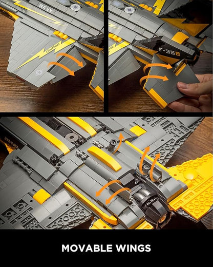 F-35b Fighter Jet Building Block Sets Military Airplane Building Blocks for Adults Airplane Building Bricks with Display Stand Military Plane Building Set for Adults(1268 Pcs)