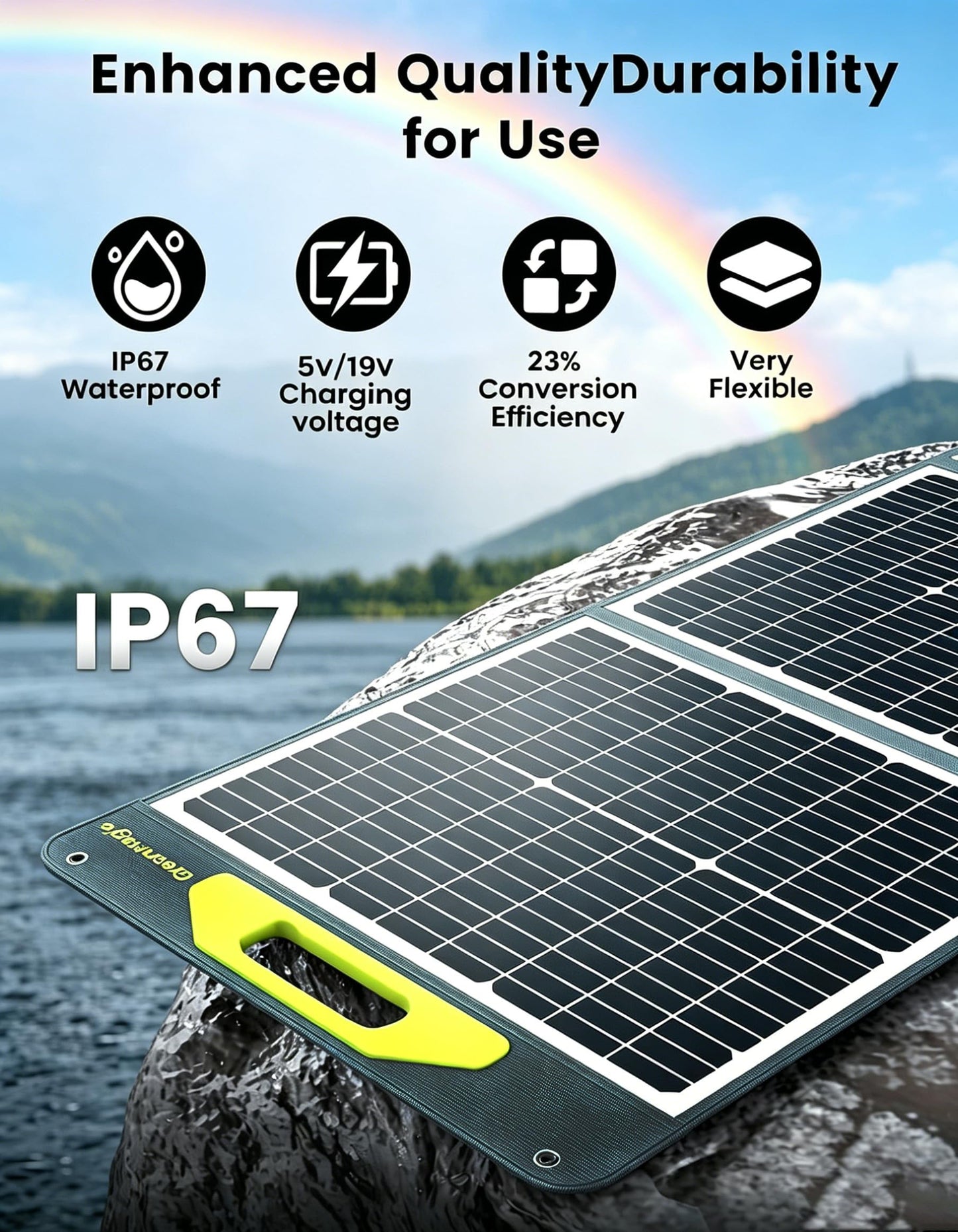 Greenmagic 200 Watt Portable Solar Panel, 23.5% High Efficiency 200W Foldable Solar Panel Charger IP67 Waterproof Solar Panel Kit w/DC XT60 MC4 Anderson Output for Home Farm Camping RV Power Station