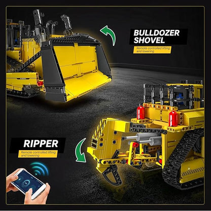 Mould King Bulldozer Technique Building Set App-Controlled 2.4G RC Bulldozer Truck Construction Vehicle Toys with Engines DIY Engineering Model Sets for Adults/14+(1508 Pieces)