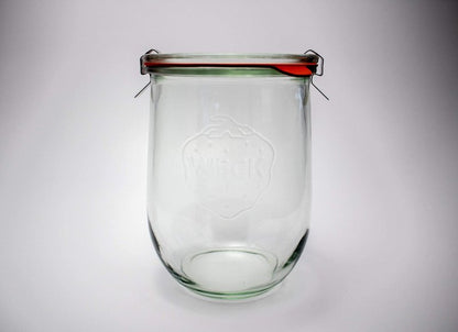 Weck Tulip Jars - 35.9 fl. oz (1 Liter) Glass Jars for Sourdough Starter - Wide Mouth With Glass Lid - Suitable for Canning and Storage - 4 Pack