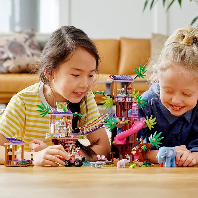LEGO Friends Jungle Rescue Base 41424 Building Toy for Kids Animal Rescue Kit That Includes a Jungle Tree House and 2 Elephant Figures for Adventure Fun (648 Pieces)