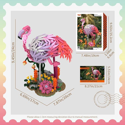 Flamingo Building Set Flower Buildings Blocks Floral Animal Figure Building Toy for Home Office Art Decor Adults Kids Boys Girls Ages 8 9 10 11 12+ Dance of Feathers 516PCS