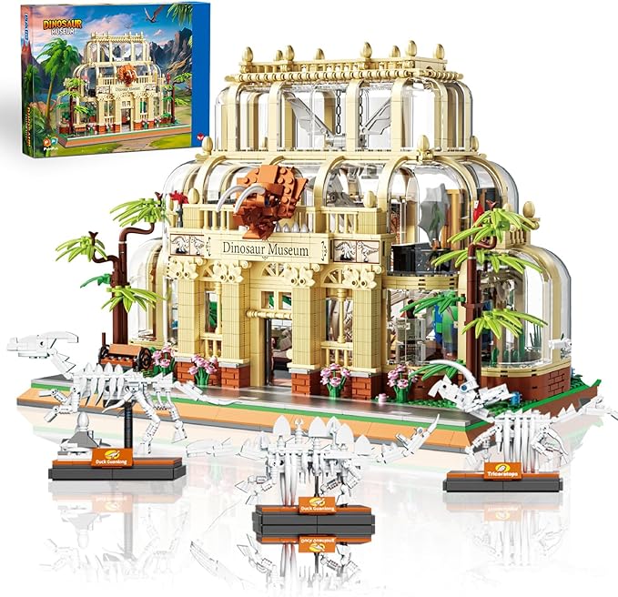 BrickTribe Mini Building Set for Adults Dinosaur Museum Toy with Led Light Jurassic World Dino Fossils Building Block Kit Architecture Model 2788PCS