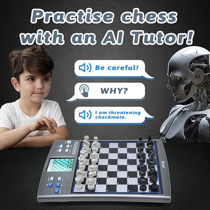iCore Electronic Chess Set Talking Computer Chess Board 100 Preset Exercises 5 Levels 40 Famous Electronic Chess Games for Kids &amp Adults