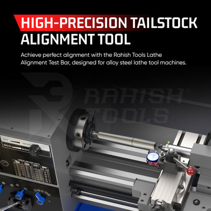 Rahish Tools 5MT Parallel Lathe Alignment Test Bar with High Precision Bar Alloy Steel EN31 Mandrel - Tailstock Re-Alignment Tool with 1 Micron Accuracy & Morse Taper with Max Run-Out of 0.0001"