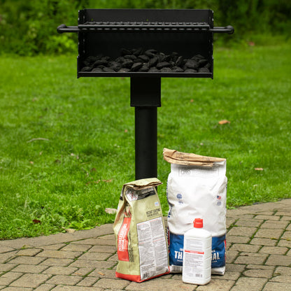 Commercial Grade Park Grill – Heavy-Duty Steel with 300 Sq Inch Cooking Grate, 360° Swivel Post, Made in the USA by Jamestown Advanced Products