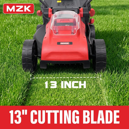 MZK 20V 13" Electric Lawn Mower, Brushless Cordless Lawn Mower with 4-Position Height Adjustment, Walk-Behind Push Mowers with 8 Gallon Grass Bag, 2 x 4.0Ah Batteries & Charger Included, LM13B8