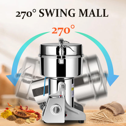 INSELY 1000g Grain Mill Grinder High Speed Food Grain Mill Stainless Steel Seeds Flour Wheat Nut Spices Corn Pill Herbs & Seasonings Dry Grinder Electric Machine Grinder for Kitchen