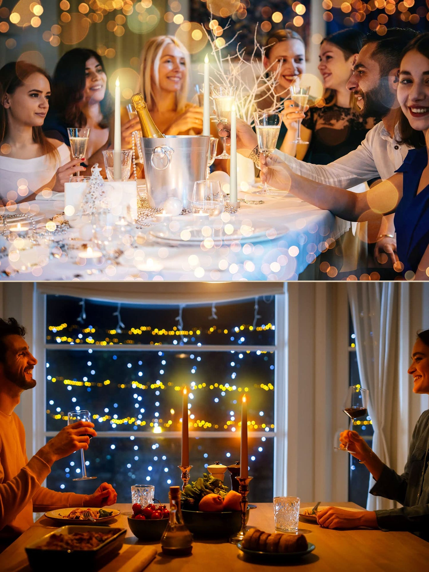 Treela 72 Pcs Flameless LED Taper Candles Battery Operated Candles Bulk 11 Inch Flickering Fake Candlesticks with Warm Light for Valentines Day Church Wedding Party Battery Not Included(Classic,Ivory)
