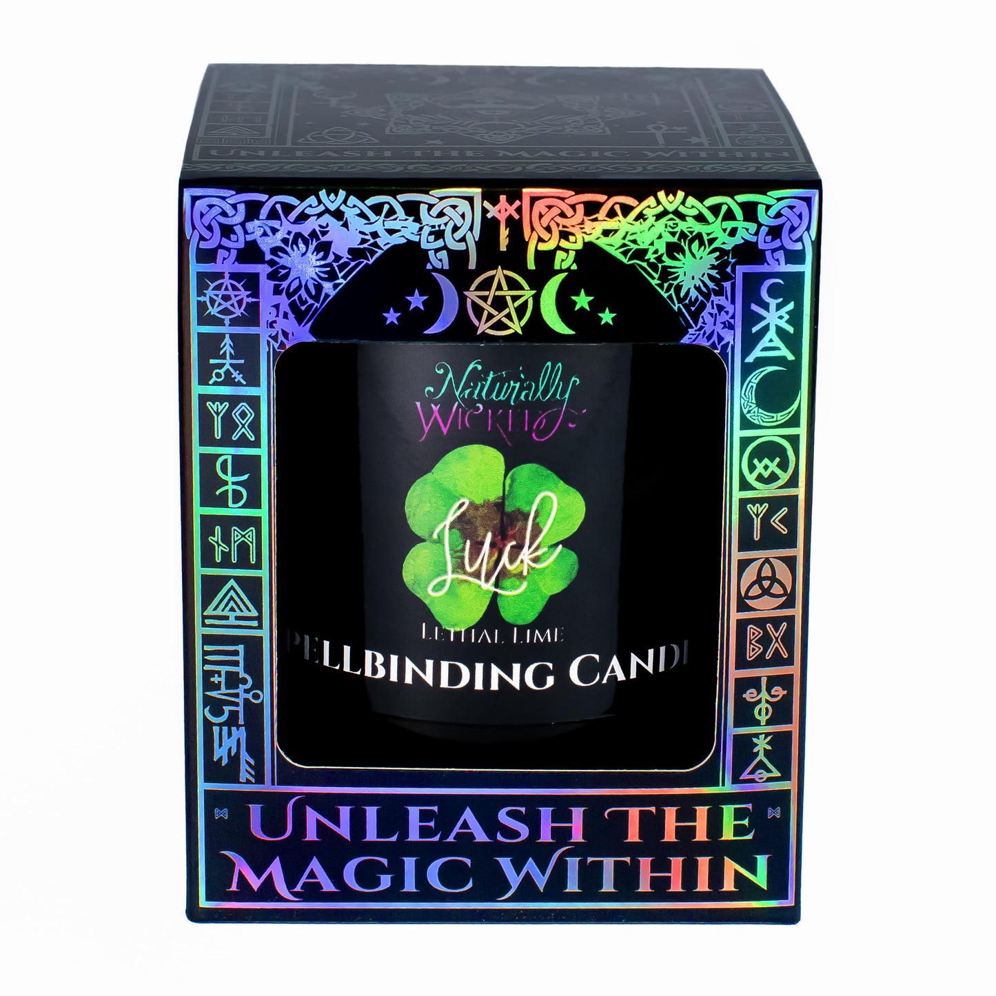 Naturally Wicked Spellbinding Luck Candle with Crystal, Wood Wick & Gift Box