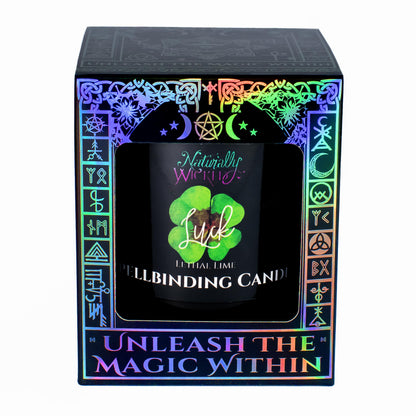 Naturally Wicked Spellbinding Luck Candle with Crystal, Wood Wick & Gift Box