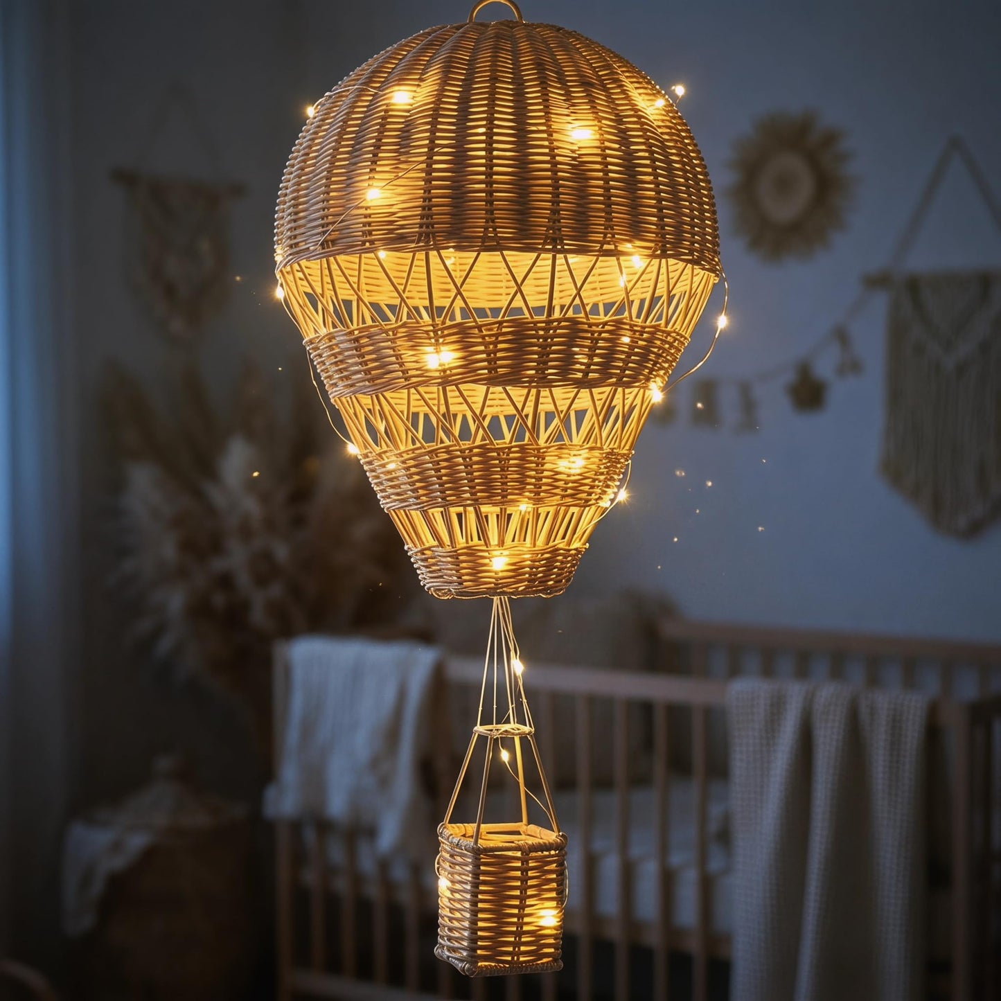 Alipis Natural Rattan Woven Hot Air Balloon Decor Delicate Kids Room Rattan Craft