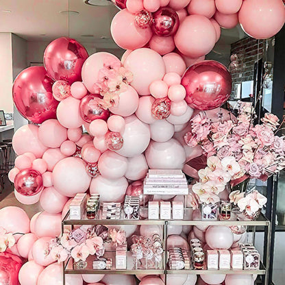 PartyWoo Baby Pink Balloons - 140-Piece Pastel Balloon Arch Kit for Baby Shower & Birthday Decor