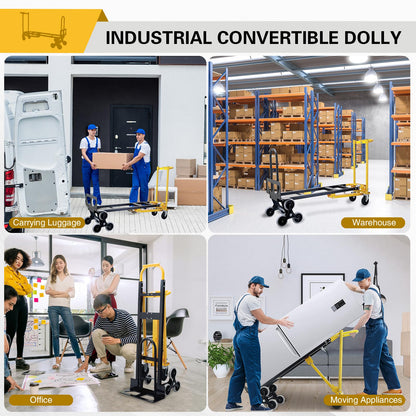 Southhelp 1000 LBS Industrial Convertible Hand Truck,3 in 1 Stair Climbing Dolly Cart,Stair Dolly Climber Heavy Duty with Solid Wheels for Moving,Transport in Warehouse,Office(Yellow)