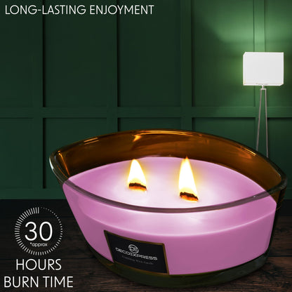 DECO EXPRESS Scented Candles, Crackle Double Wick Candles, Long 50 Hours Burn Time, Home Decor & Gift Ideas (Rose Petals)