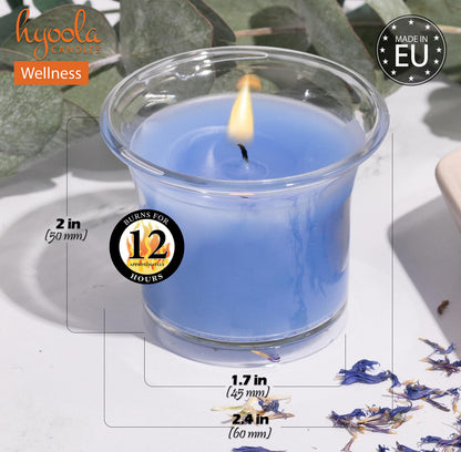 HYOOLA Clear Cup Scented Votive Candles - Wellness - 12 Hour Burn Time - 4 Pack - European Made