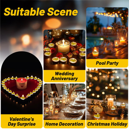 MAQIHAN Tea Lights Candles Set - 30 Pcs Heart Shaped Tealight Candles Smokeless Tea Candle Unscented Soy Candle for Dating, Weddings, Anniversaries(Yellow)