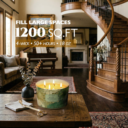 HomeLights Balsam Cedarwood Scented Candles | 18oz Soy Candles Industrial Chic 4-Wick Large Candle Jars | Ideal Candle Gifts for Events, Home Decor Stress, Relief & Relaxation