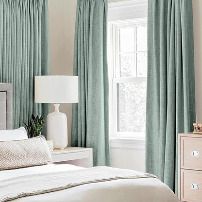 MIULEE Linen Blackout Curtains - 100% Room Darkening Thermal Insulated Grommet Panels | Seafoam Green, 42" x 90" (2 PCs)