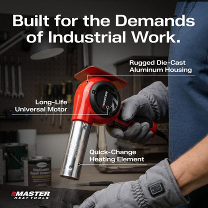 Master Appliance HG-301D Industrial Heat Gun, Quick Change Plug-In Heating Element, 800° F, 120V, 1440W, 12 Amps, Engineered In USA