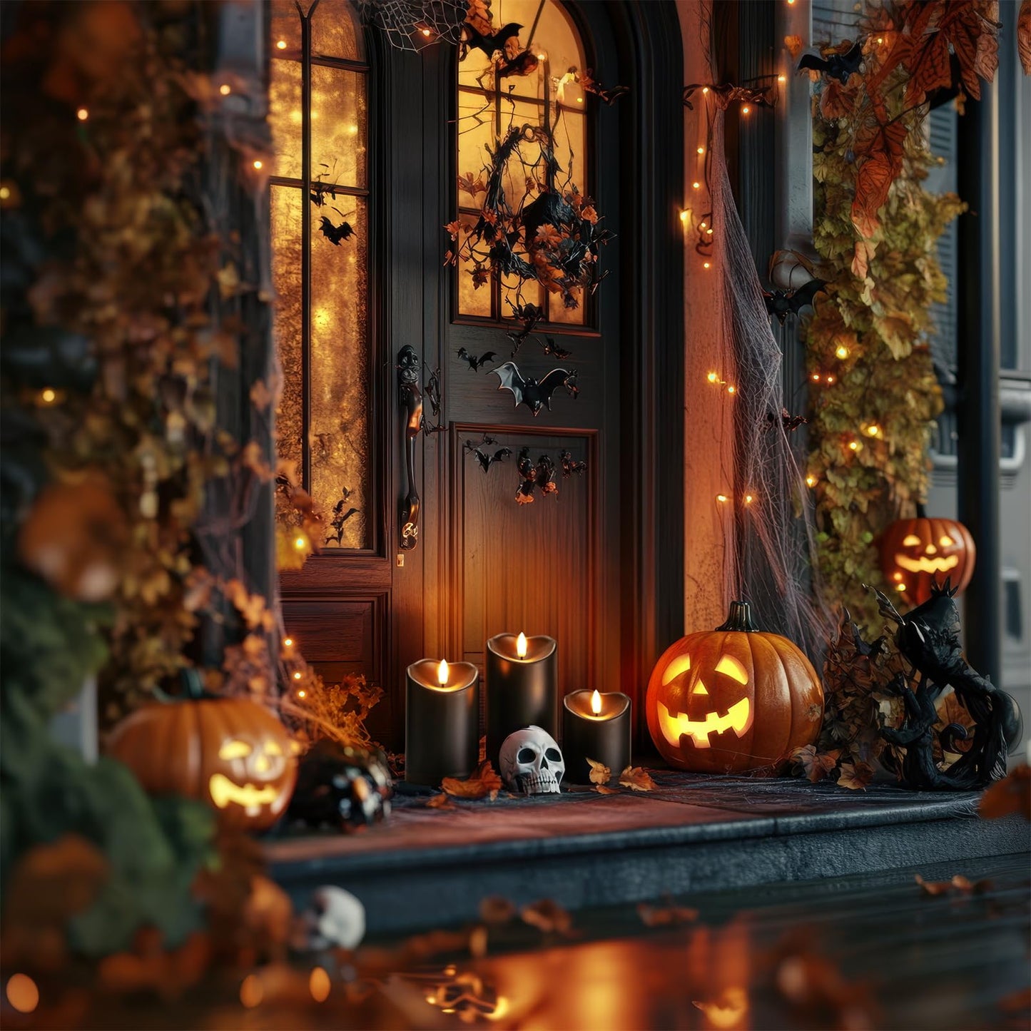 Homemory Black Flameless Candles, Halloween Candles Battery Operated with Remote and Timer, Flickering LED Pillar Candle for Theme Party, Holiday Decor, Set of 3