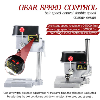 RATTMMOTOR Benchtop Drilling Machine 340W 110V 16000RPM Mini Bench Drill Press 25mm Stroke Drill Chuck 0.6-6.5mm Multi-Function Drilling Milling Machine