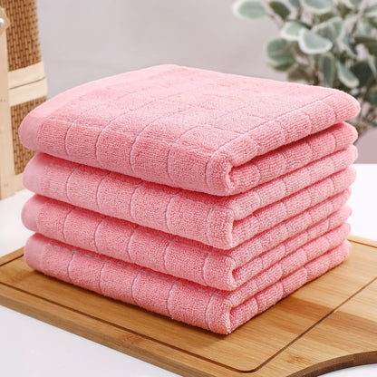 Homaxy 100% Cotton Terry Kitchen Towels(Pink, 13 x 28 inches), Checkered Designed, Soft and Super Absorbent Dish Towels, 12 Pack