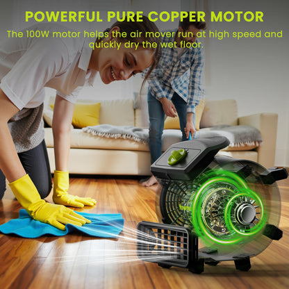 YOWMOFT Air Mover, Powerful 100W Carpet Dryer for Cooling, 550 CFM Floor Drying Fan with 4-Speed & 3 Blowing Positions, Floor Blower For Janitorial, Plumbing, Home, Commercial, Industrial Use