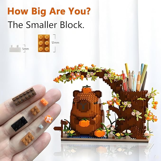 Capybara Building Blocks Set -1880PCS Cute Animals &amp Flowers Building Bricks Kit Kawaii Capybara Gifts Toy for Kids Age 8+ Capybara Stuff Pen Holder&ampDesk Organizer Arts &ampCrafts for Boys