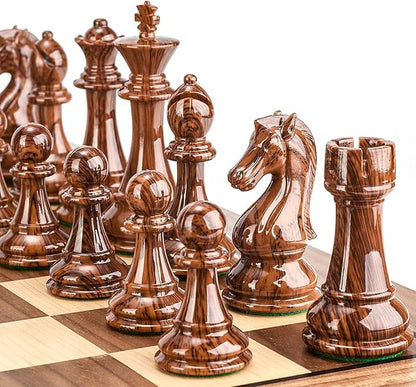 AMEROUS High Polymer Weighted Chess Pieces with 4.25'' King - 2 Extra Queens - Gift Package Standard Tournament Chessmen for Chess Board or Replacement of Missing Pieces (Chess Pieces Only)